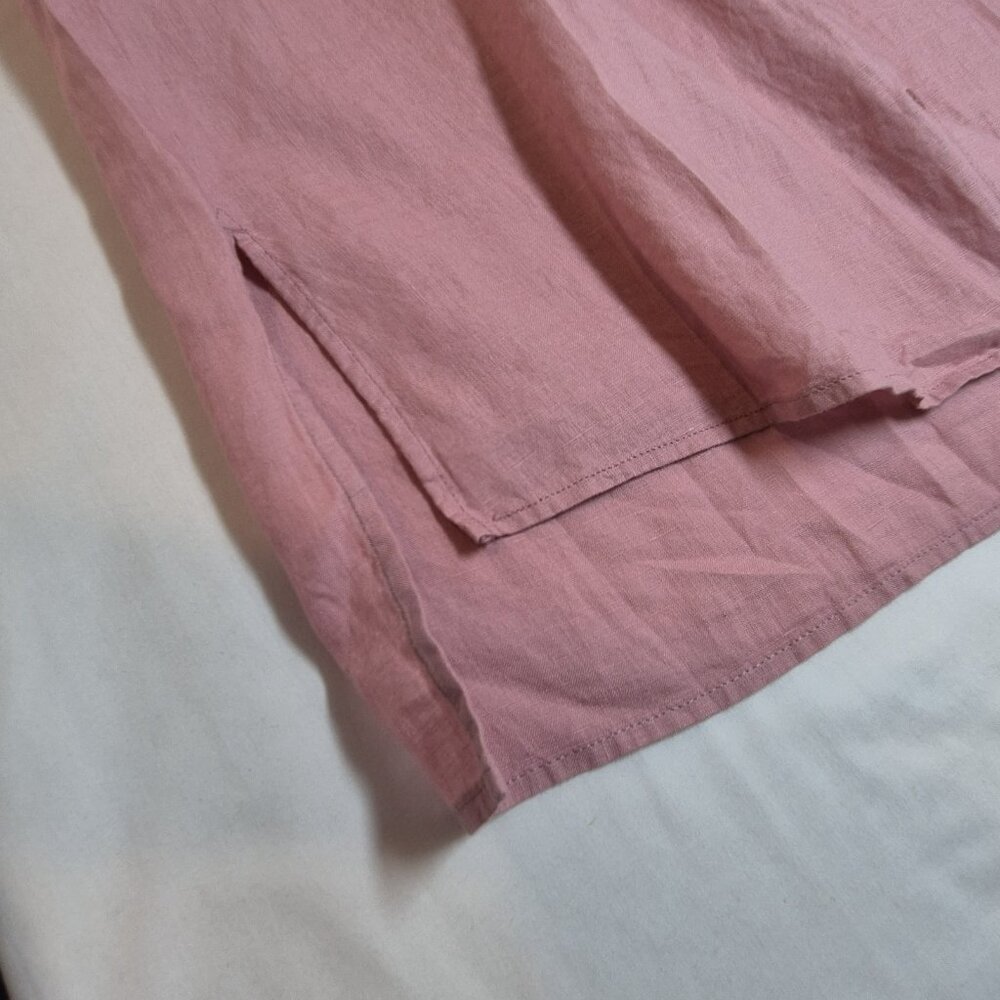 Eileen Fisher Women's Shirt Size Classic Long Sleeve Button Up Pink Pale (60) - Picture 11 of 12